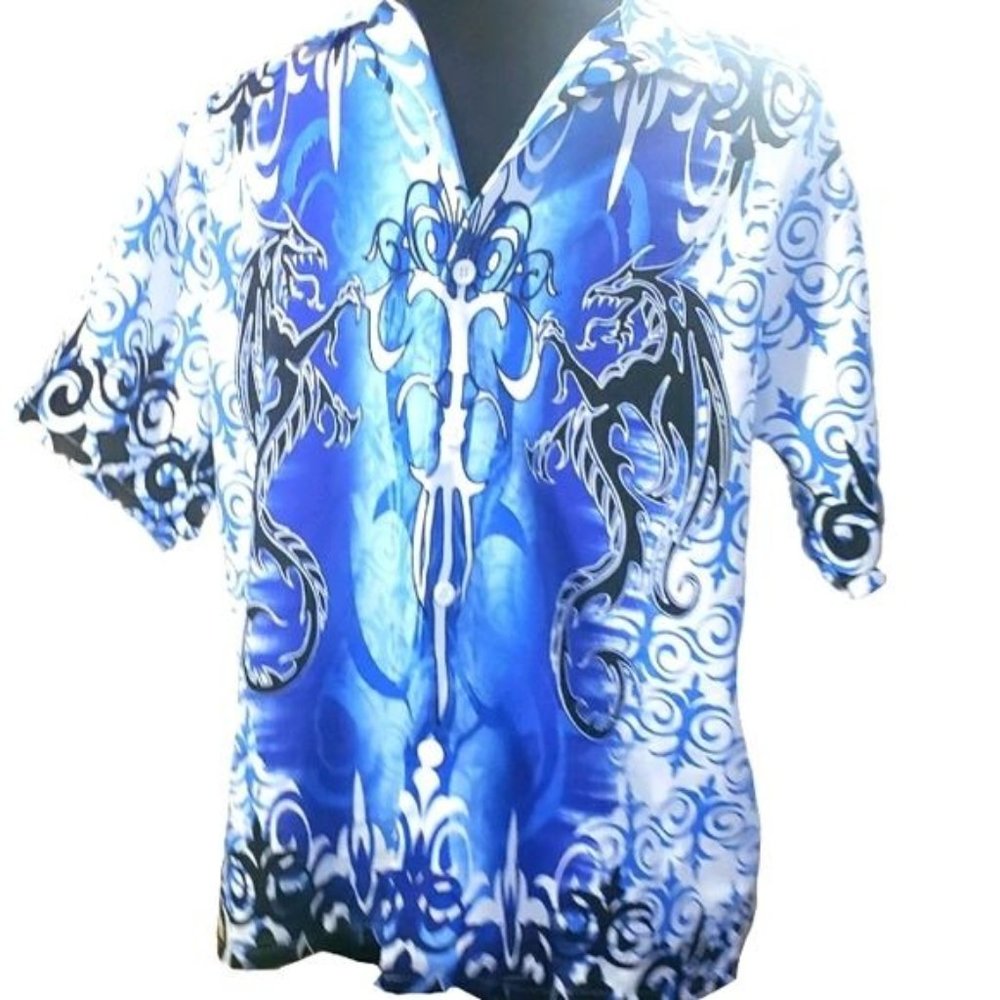 🎯 Blue & White ButtonUp Short Sleeve See left arm